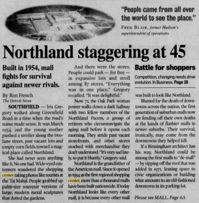 Southland Center - Sept 1999 Article